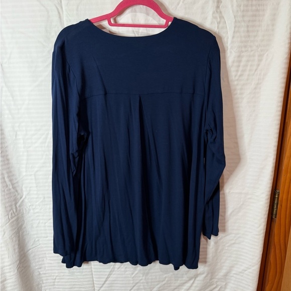 J. Jill Deep Blue Long Sleeve V-Neck 1X Top Pristine Condition - Picture 2 of 2